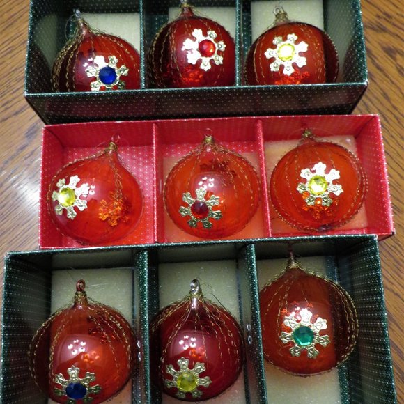 BEAUTIFUL Blown Glass Red Ornaments - Germany - Picture 9 of 9